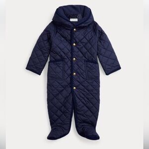 Ralph Lauren Hooded Barn Bunting Baby Quilted Snow Suit Navy 3 month